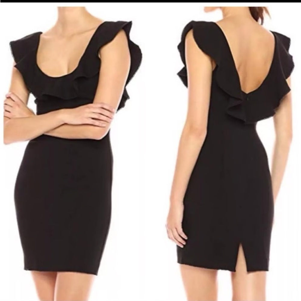 Likely Hollis ruffle front Black Ruffle Mini Dress size 2 - Picture 2 of 7